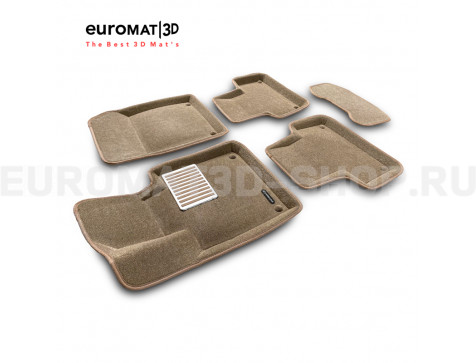 Текстильные 3D коврики Euromat3D Lux в салон для Volvo S 60 (2019-) № EM3D-005502T Бежевый