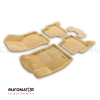Текстильные 3D коврики Euromat3D Business в салон для Volkswagen Passat B8 (2016-) № EMC3D-005401T Бежевые