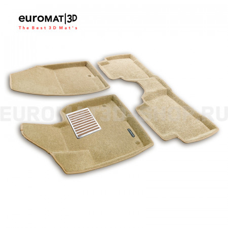 Текстильные 3D коврики Euromat3D Lux в салон для Hyundai Santa Fe (2013-2017) № EM3D-002723T Бежевые
